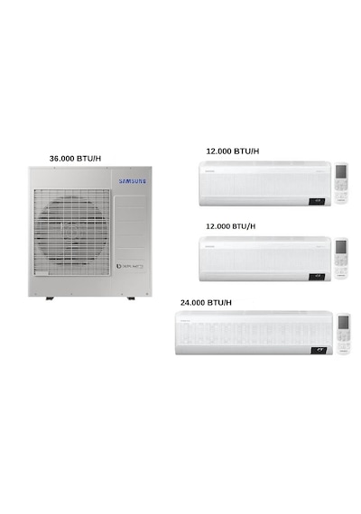 Samsung Windfree 12+12+24 Btu/h+ 10 Kw Dış Ünite A++ 3600 Btu Multi Inverter Duvar Tipi Klima