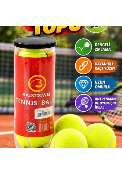 3 Lü Tenis Topu Seti Dengeli Zıplama Ve Dayanıklı Keçe Yüzey