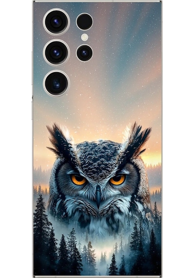 Samsung Galaxy S23 Ultra Uyumlu Şeffaf Kılıf Baykuş Tasarımlı