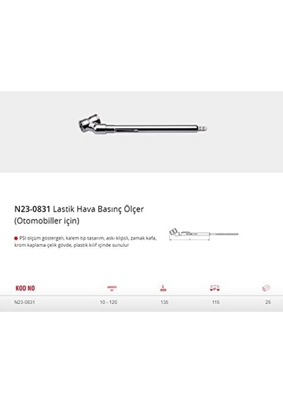 Ceta Form Lt7/800 N23-0831 Lastik Hava Basınç Ölçer, Otomobil İçin
