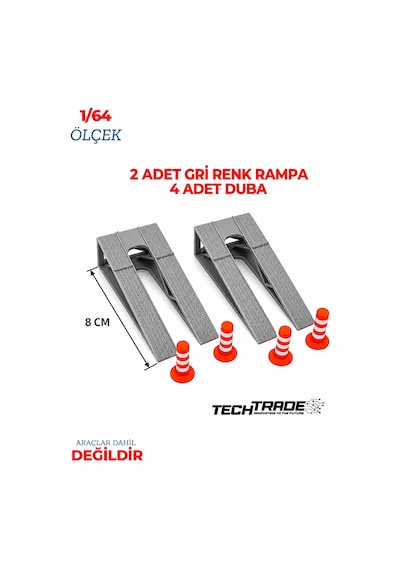 1/64 Ölçek Diorama 2 Adet Gri Rampa + 4 Adet Duba