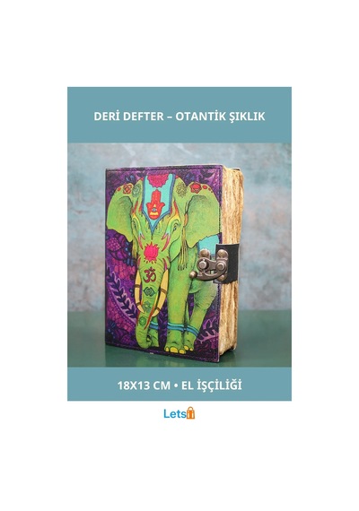 Fil Tasarımı Otantik Deri Defter 18x13 Cm Çok Renkli