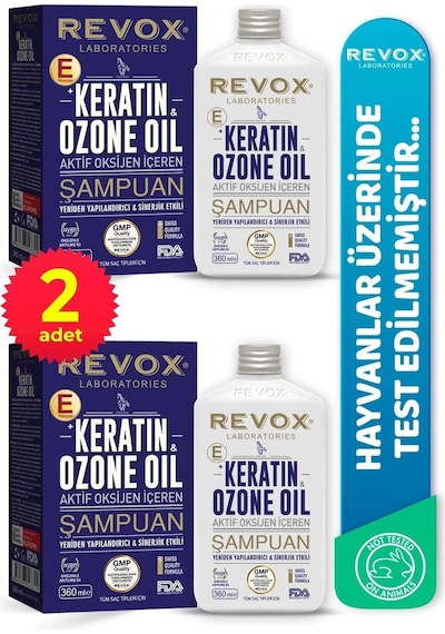 Revox Keratin & Ozon Oil Aktif Oksijenli Saç Bakım Şampuanı 2 x 360 ML