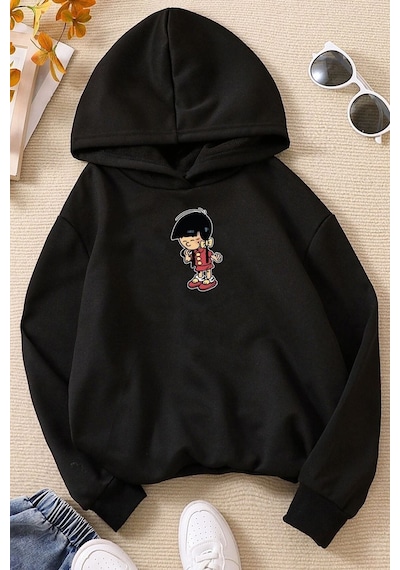 Uyguntarz Çocuk Chen Baskılı Sweatshirt Siyah