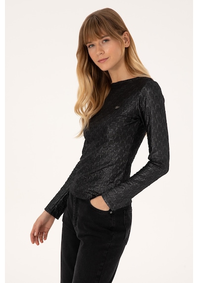 U.S. Polo Assn. Kadın Siyah Bisiklet Yaka Sweatshirt 50309441-VR046