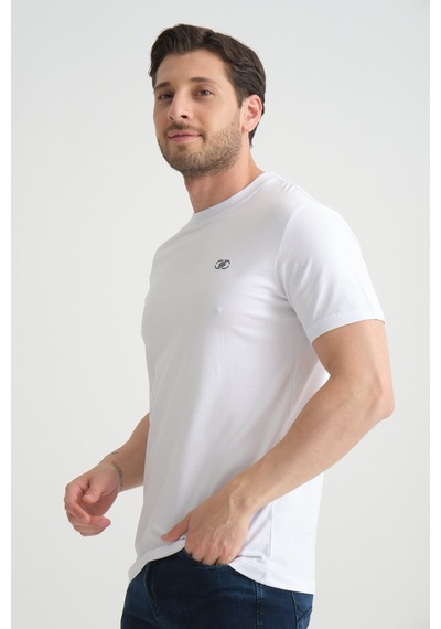 Shooter Sportwear Shooter Erkek T-shirt Nefes Alabilen Esnek Pamuklu Kumaş Regular Kalıp Minimal Logolu Beyaz