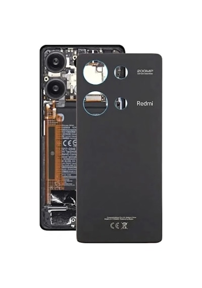 Xiaomi Uyumlu Redmi Note 13 Pro 4g Arka Pil Batarya Kapağı 23117ra68g, 2312fpca6g Siyah Siyah