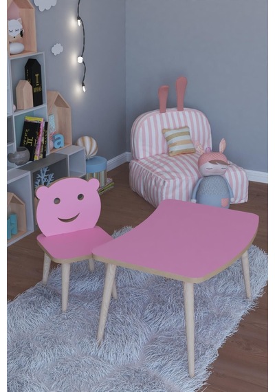 Twiti Yaz Sil Yüzey Çocuk Masa Sandalye Takımı 1 Aktivite Oyun Masası 1 Sandalye - Pembe