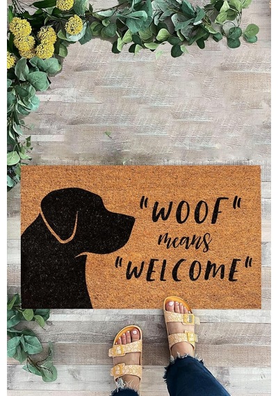 Karmat Köpek Desenli Paspas, Temalı, Yazılı İç Ve Dış Mekana Uygun Paspas Siyah-45 X 70 Çok Renkli