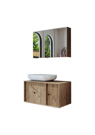 Oval Lavabolu Mat Mdf 90 Cm Çekmeceli Dolap + Aynalı Dlp Atl Atlantik Çam Oval Lavabolu Mat Mdf 90 Cm Çekmeceli Dolap + Aynalı Dlp Atl Atlantik Çam