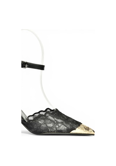 Fox Shoes Y752082806 Siyah Dantel İnce Topuklu Kadın Ayakkabı