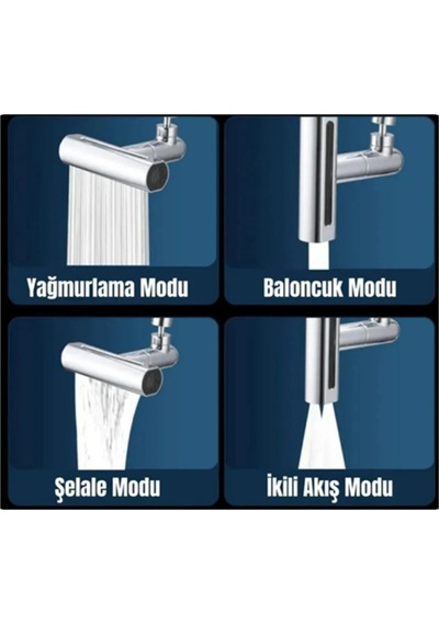 4 Modlu Musluk Başlığı Şelale, Yağmur, Sprey, Köpük Akışı Yüksek Basınç Performansı Modern Tasarım