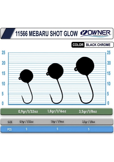Owner Cultiva 11566 Mebaru Shot Glow Jighead 0.9gr