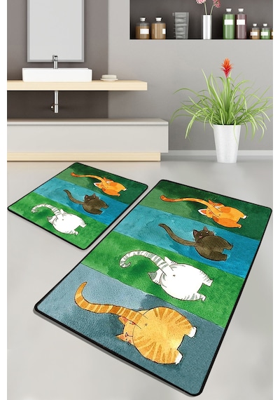 Gatto Carino 2 li Set 60x100 cm - 50x60 cm Çok Renkli