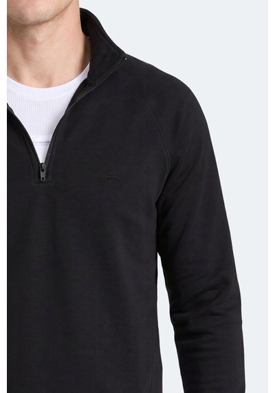 Slazenger Malika Siyah Fermuarlı Dik Yaka Erkek Sweatshirt