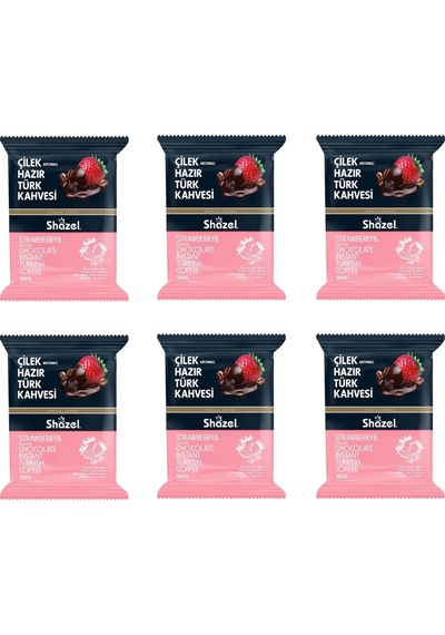Shazel Çilek Aromalı Hazır Türk Kahvesi 100 Gr X 6 Adet Öğütülmüş