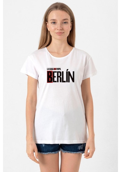 La Casa De Papel Berlin Beyaz Kadın Bisikletyaka Tshirt Beyaz