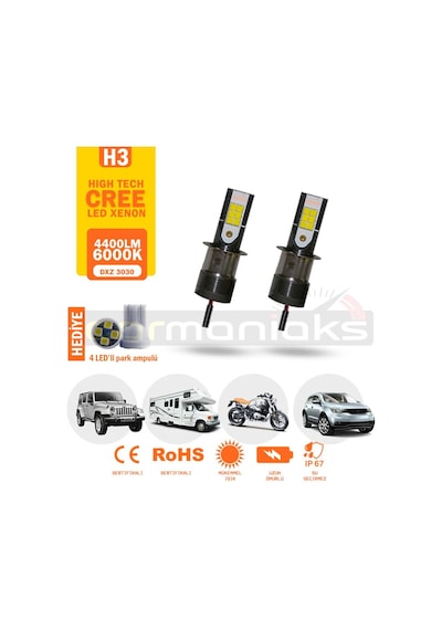 Cree Led Xenon Far Ampulü H1 H3 H4 H7 H11 9005 9006 4400Lm 311291930