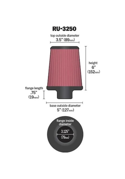Ru-3250 KN Universal Hava Filtresi 79 mm.