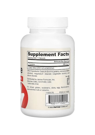 Jarrow Formulas L-tyrosine Brain Support 500 Mg 100 Caps
