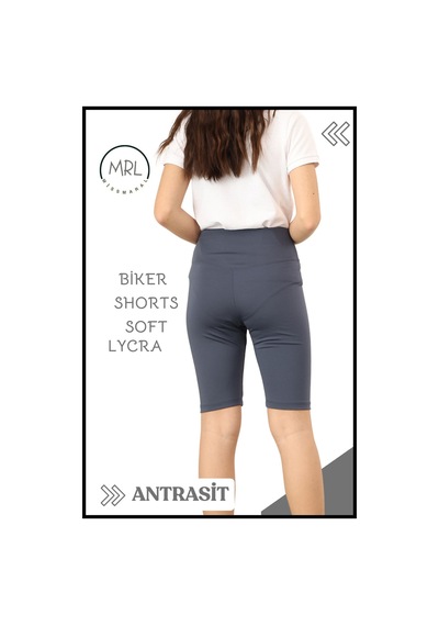 Antrasit Biker Şort Yüksek Bel İç Göstermez Esnek Yumuşak Likralı Soft Tbiker Basics Antrasit