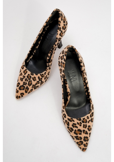 Luvishoes Luvi Shoes Forest Siyah Sarı Desenli Kadın Topuklu Ayakkabı Siyah - Sarı