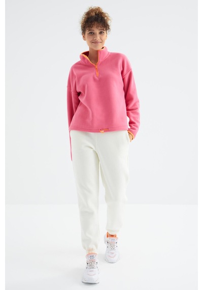 Tommy Life Ekru Yüksek Bel Şardonlu 3 İplik Pamuklu Basic Kadın Eşofman Alt - 94624 Ekru