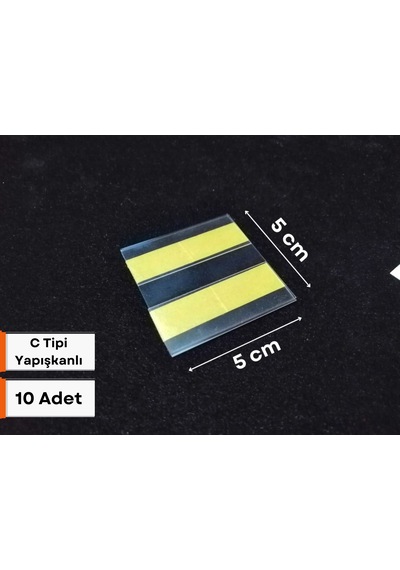 10 Adet C Tipi Yapışkanlı Etiketlik İsimlik 5 x 5 CM Dolap Peçetelik