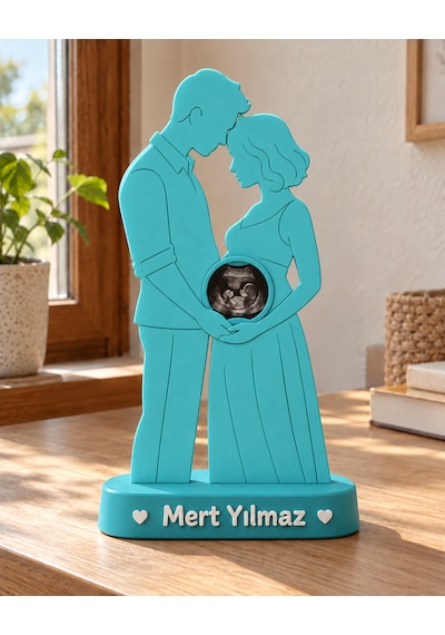 Sehmira Kişiye Özel Anne Baba Fotoğraf Çerçevesi Turkuaz