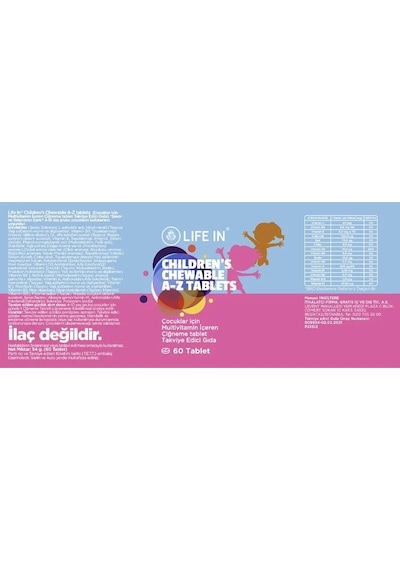 Life In A-Z Çocuk Multivitamin 60 Tablet