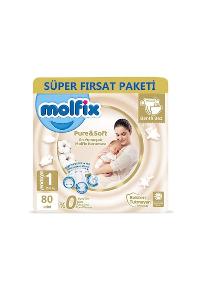 Molfix Pure&Soft Bebek Bezi 1 Numara Yenidoğan 80 Adet Süper Fırsat Paketi