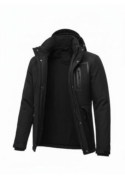 Mero Life Outdoor Su Ve Rüzgar Geçirmez Kapitone Içi Kürklü Softshell Mont Siyah