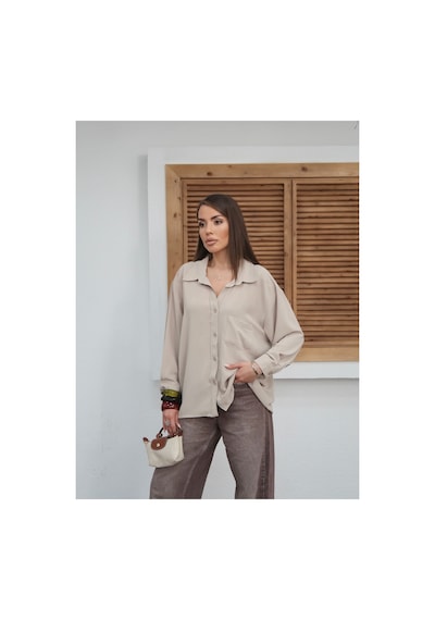 Paw Garage Kadın Parla Geniş Kalıp Tiril Yazlık Gömlek Standart Mavı Pwgy0821