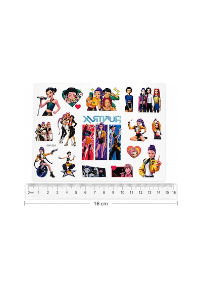 16 Adet Kpop Geçici Dövme Sticker Seti Renkli Karakter Çocuk Hediyesi
