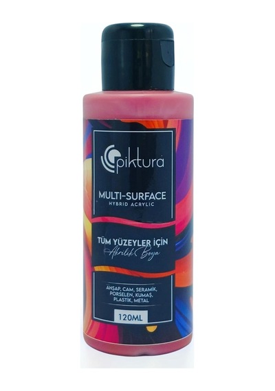 Multi-surface Hibrit Akrilik Boya, 120ml, Su Bazlı, Ahşap Cam Seramik Metal Kumaş Plastik İçin Mercan Kırmızı