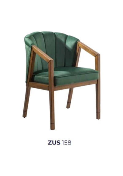 Bengimobilya Sandalye Zus158 Midye Model Tam Kolçak Ahşap Iskelet Ceviz Boya B