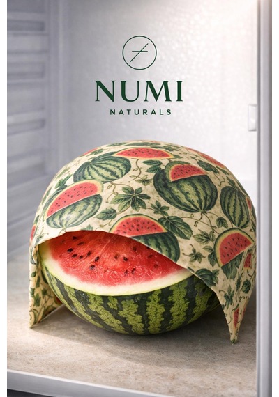 Premium Balmumu Gıda Saklama Bezi 2 Li Set Karpuz & Kavun Desenli 40x40 Cm Çok  Renkli