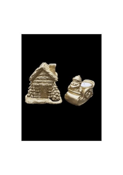 Yılbaşı Dekoratif Gold Kış Evi Ve Noel Baba Dekoratif Mumluk Kokulu