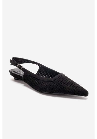 Luvishoes Avıva Siyah Süet Sivri Burunlu Kadın Alçak Topuklu Ayakkabı