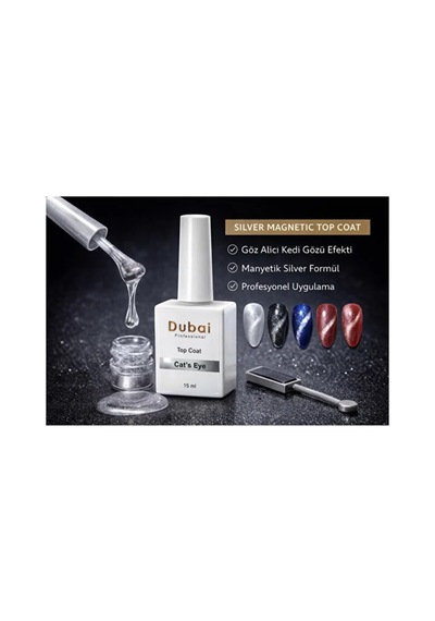Dubai Professional Cat S Eye Silver Magnetic Top Coat 15 Ml Gri Diğer
