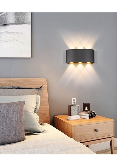 Uranüs Gün Işığı Ledli Dekoratif Işık Süzmeli Iç Ve Dış Mekan Modern Aplik Siyah
