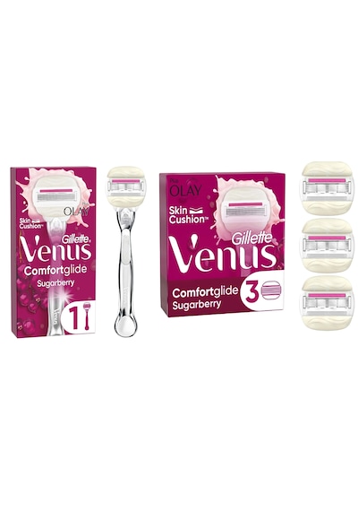 Gillette Venus Comfort Glide Sugarberry Tıraş Makinesi + Başlık 4'lü