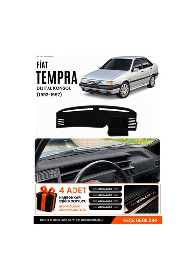 Fıat Tempra 1992-1997 Dijital Konsol Uyumlu Torpido Örtüsü, Torpido Kılıfı - Siyah