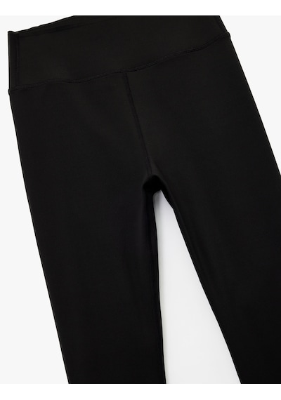 Koton Yüksek Bel Dikiş Detaylı Slim Fit Spor Tayt Siyah 6wak40142nk Siyah