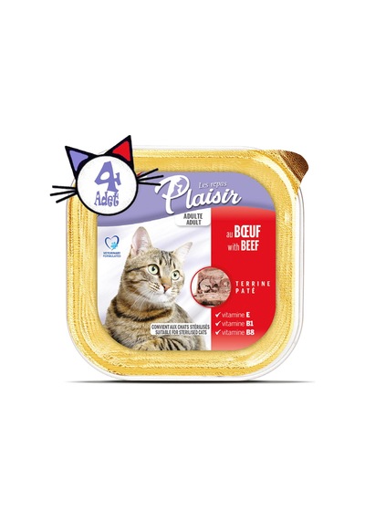 Plaisir Sığır Etli Pate Yetişkin Yaş Kedi Maması 4 x 100 G