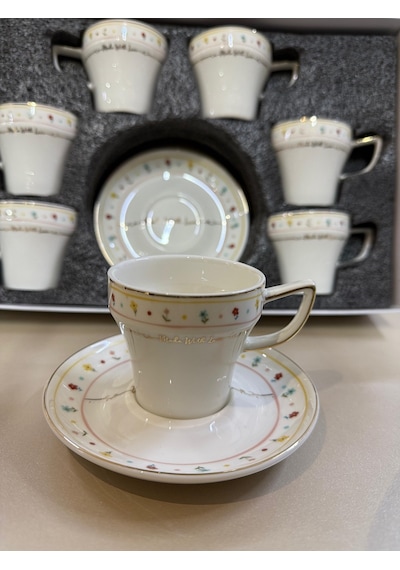 Acar Made With Love Porselen 6 Lı Kahve Fincan Takımı 8176 Çok Renkli