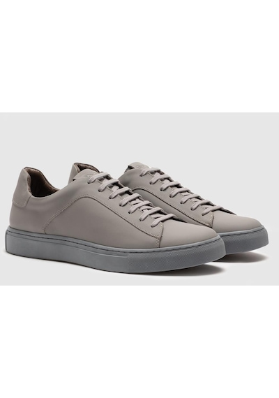 Hakiki Deri Gri Bağcıklı Erkek Sneaker Ayakkabı - Gri