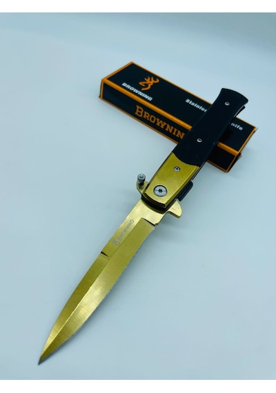 Browning Marka Gold Kamp Bıçak Siyahkasa Kamp Çakı //22cm Sarı - Siyah