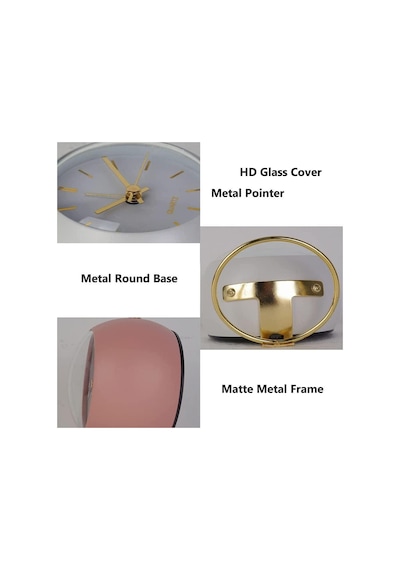 Valkyrie Akar Saniyeli Işıklı Metal Gold Dijital Masa Saati Alarmlı Pembe
