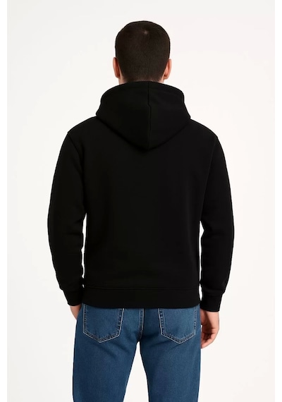 Cvs Giyim Erkek Üç İplik Kapüşonlu Kanguru Cepli Sweatshirt Hoodie - Siyah Siyah
